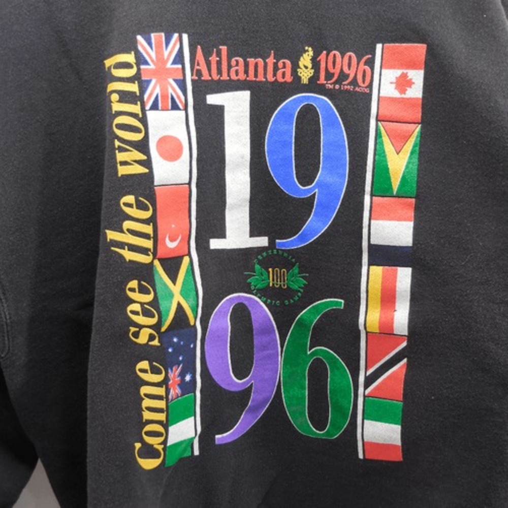ATLANTA 1996 OLYMPICS Adult XL Black Come See World Vintage Hanes Sweatshirt